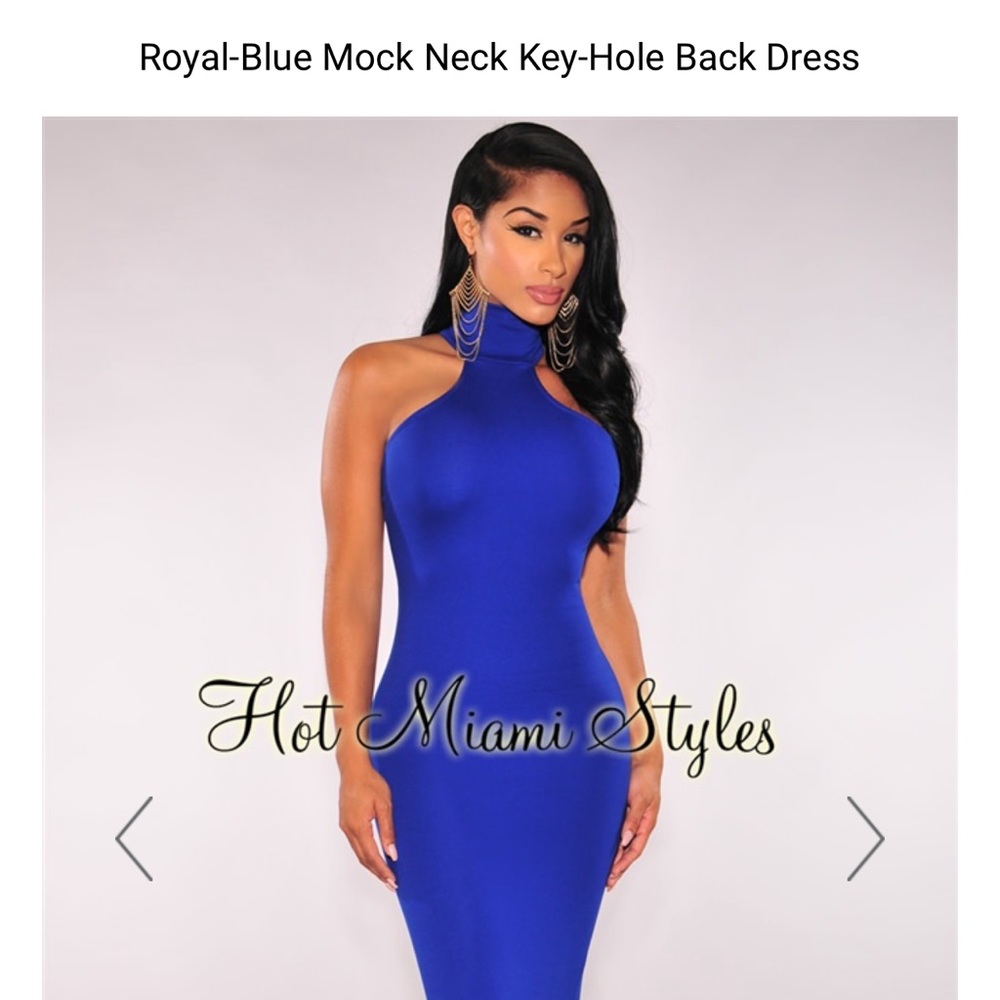 HotMiamiStyles RoyalBlue Mock Neck KeyHole Back